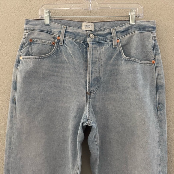 Citizens of Humanity Dahlia Bow Leg Baby Roll Jeans 30 Light Denim Blue Crop - Picture 9 of 14